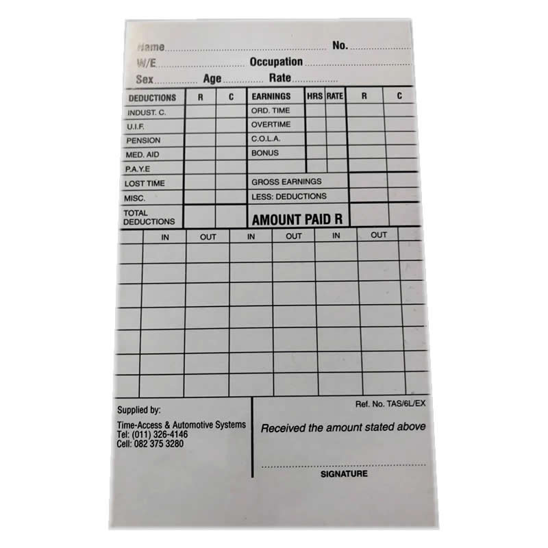 Job A Clock Card for Time Attendance